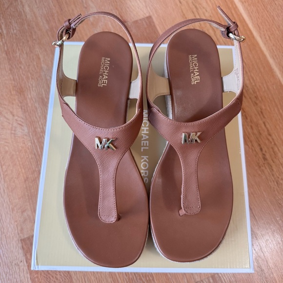 Michael Michael Kors Laney Espadrille Wedge Sandals Luggage Brown Size 9.5 NWT - Picture 6 of 9